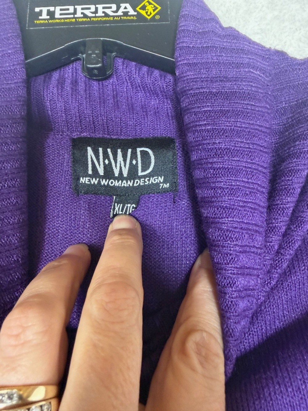 NWD Turtleneck Sweater Womens Size XL Purple Knit Quiet Luxury Career - Picture 5 of 9
